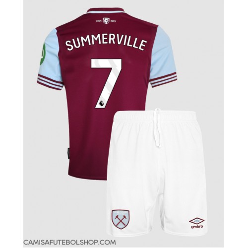 Camisa de time de futebol West Ham United Crysencio Summerville #7 Replicas 1º Equipamento Infantil 2024-25 Manga Curta (+ Calças curtas)